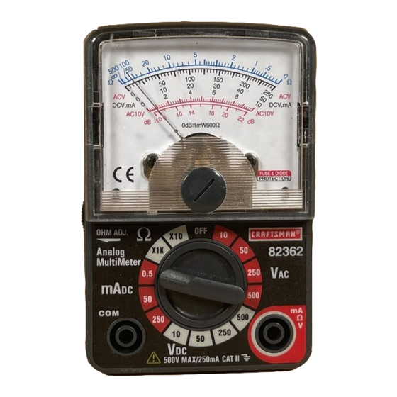 Craftsman 82362 - Mwongozo wa Multimeter ya Analogi