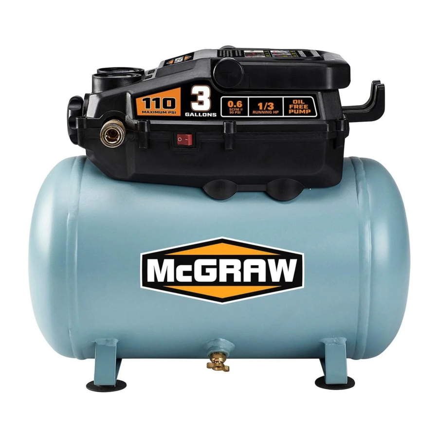 Manual Compressor McGRAW 57572 3 Gallon Oil Free Portable Air Compressor Manual | ManualsLib