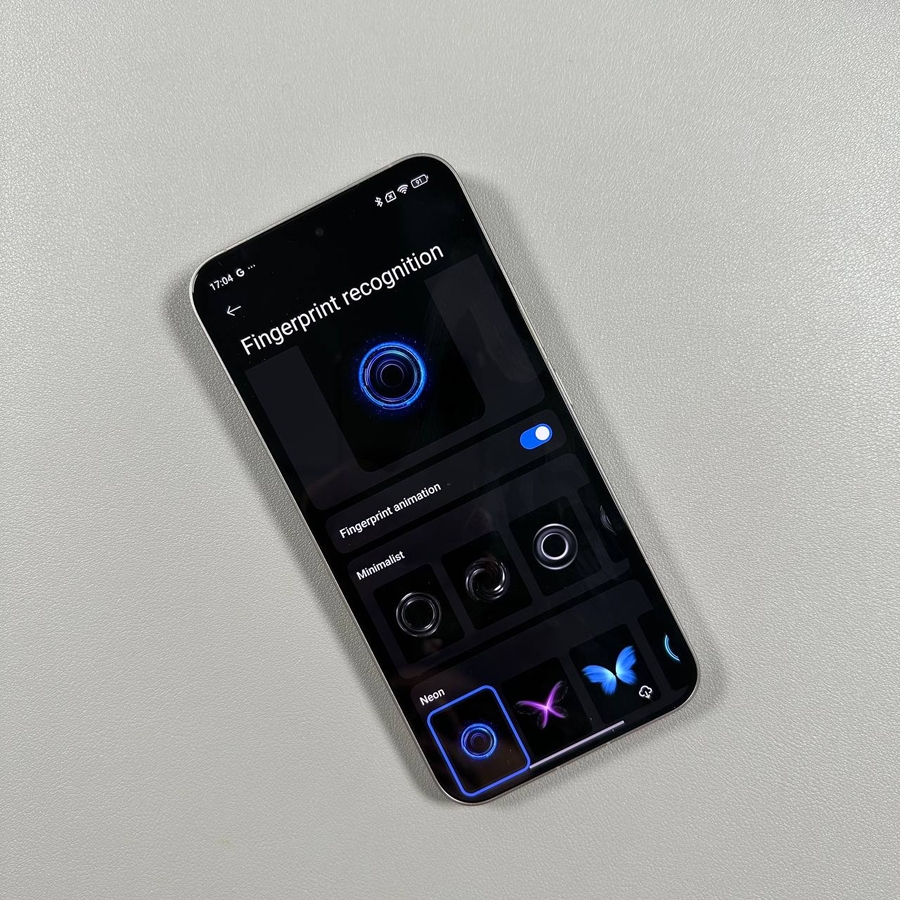 Xiaomi 15T Pro που δείχνει τις ρυθμίσεις κινούμενων εφέ δακτυλικού αποτυπώματος