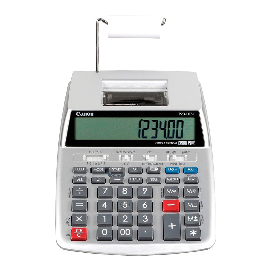 Kalkula Canon P23-DTSC - Návod k použití kalkulačky | ManualsLib